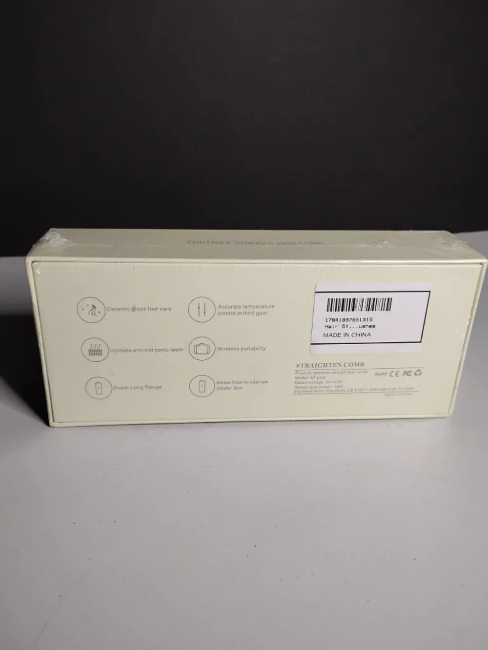 Portable Cordless Hair Straightening Comb Ceramic Heated Brush Styler New Sealed